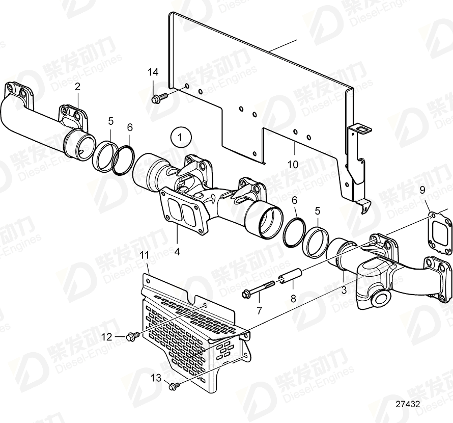 volvo penta Exhaust manifold 78467244 Drawing
